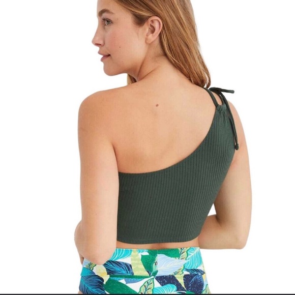NWT Aerie Rebel Ribbed Tie One Shoulder Crop Top - Picture 2 of 8
